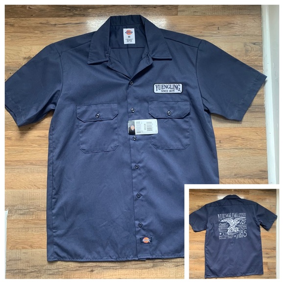 🍺Yuengling Graphic PrintX Dickies Shortsleeved Work-shirt NWT Size-M Navy-White - Picture 1 of 16